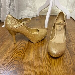 🌷 Cityclassified Comfort 🌷 Gold Dance Heels Shoes